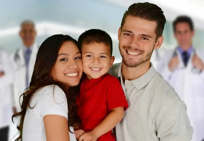 Mother, Father and son receiving the convenience of medical care after hours